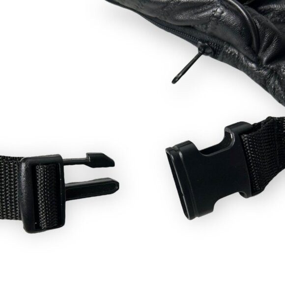 Vintage Black Leather Stitched Fanny Pack - Picture 8 of 8